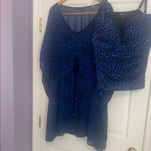 City Chic Blue Leopard Print Coverup and Matching Tankini
